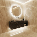 Miamivit Cleopatra Lavabo Seashell Grid Doğal Mermer Milas Pearl 40x20h - Image 14